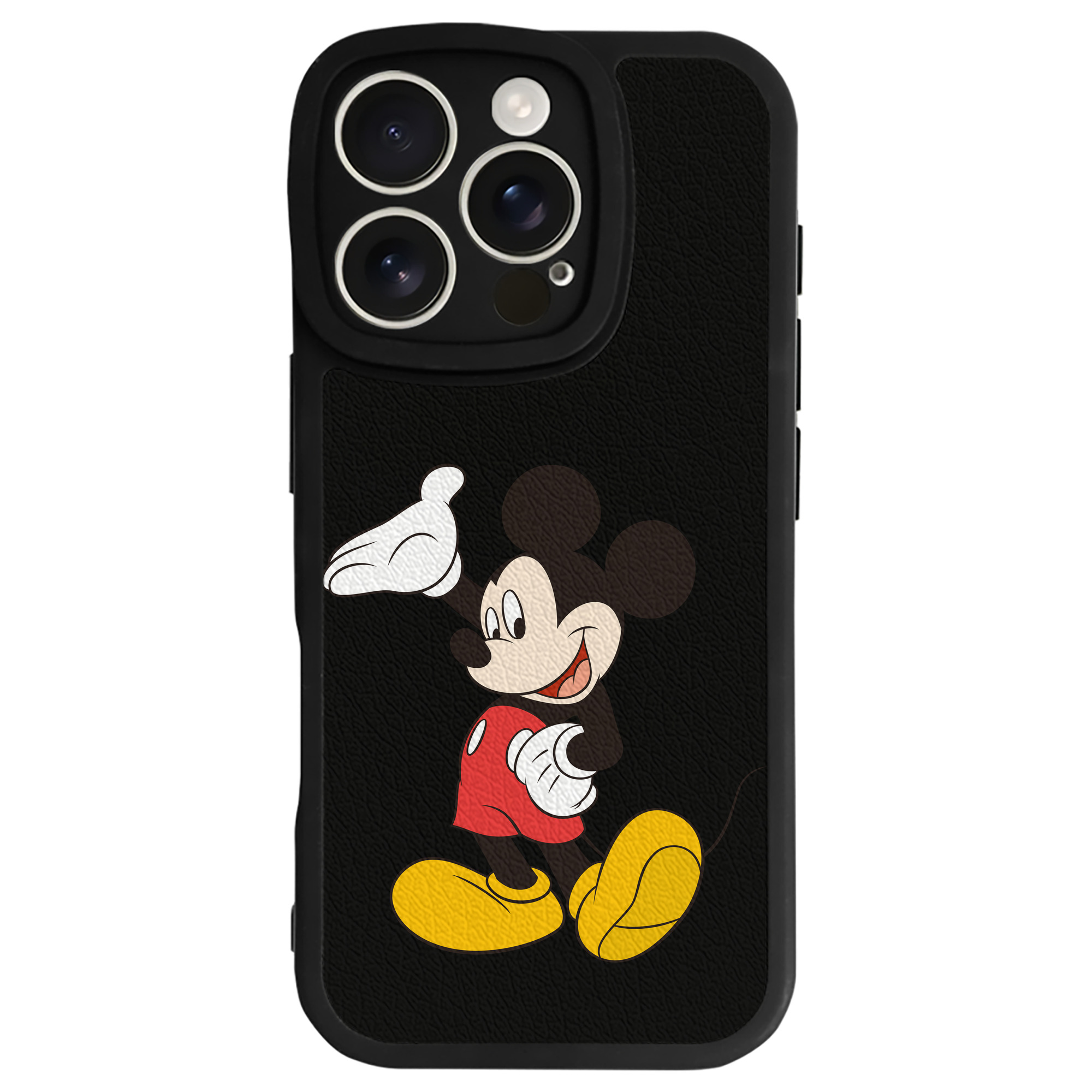 （画像用） ミッキーマウス Mickey Mouse 【iPhone 16シリーズ対応】シリコンスマホケース（レザー調） 材質：シリコン